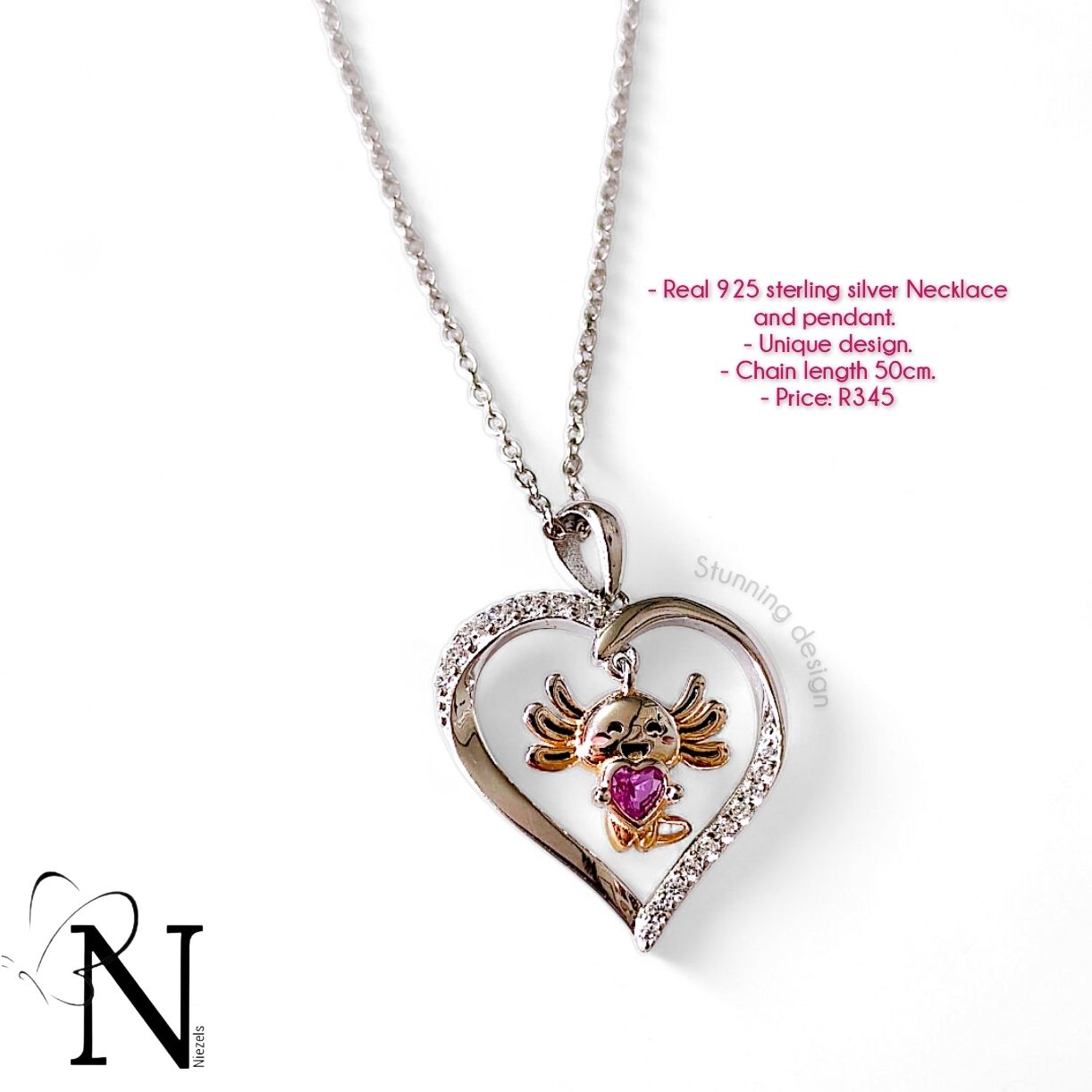 Real 925 sterling silver necklace - Unique design 