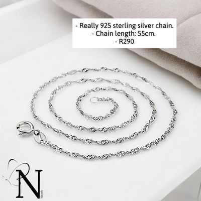Real 925 sterling silver chain- 55cm.