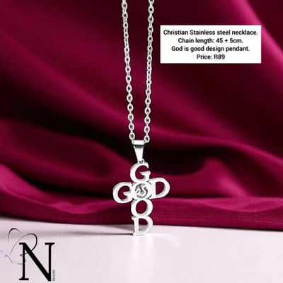 Stainless steel necklace- God is good pendant.