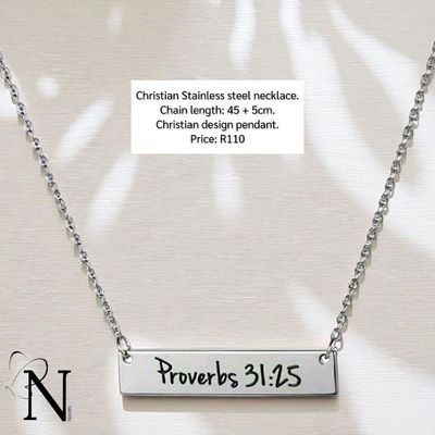 Stainless steel necklace- Bible verse pendant.