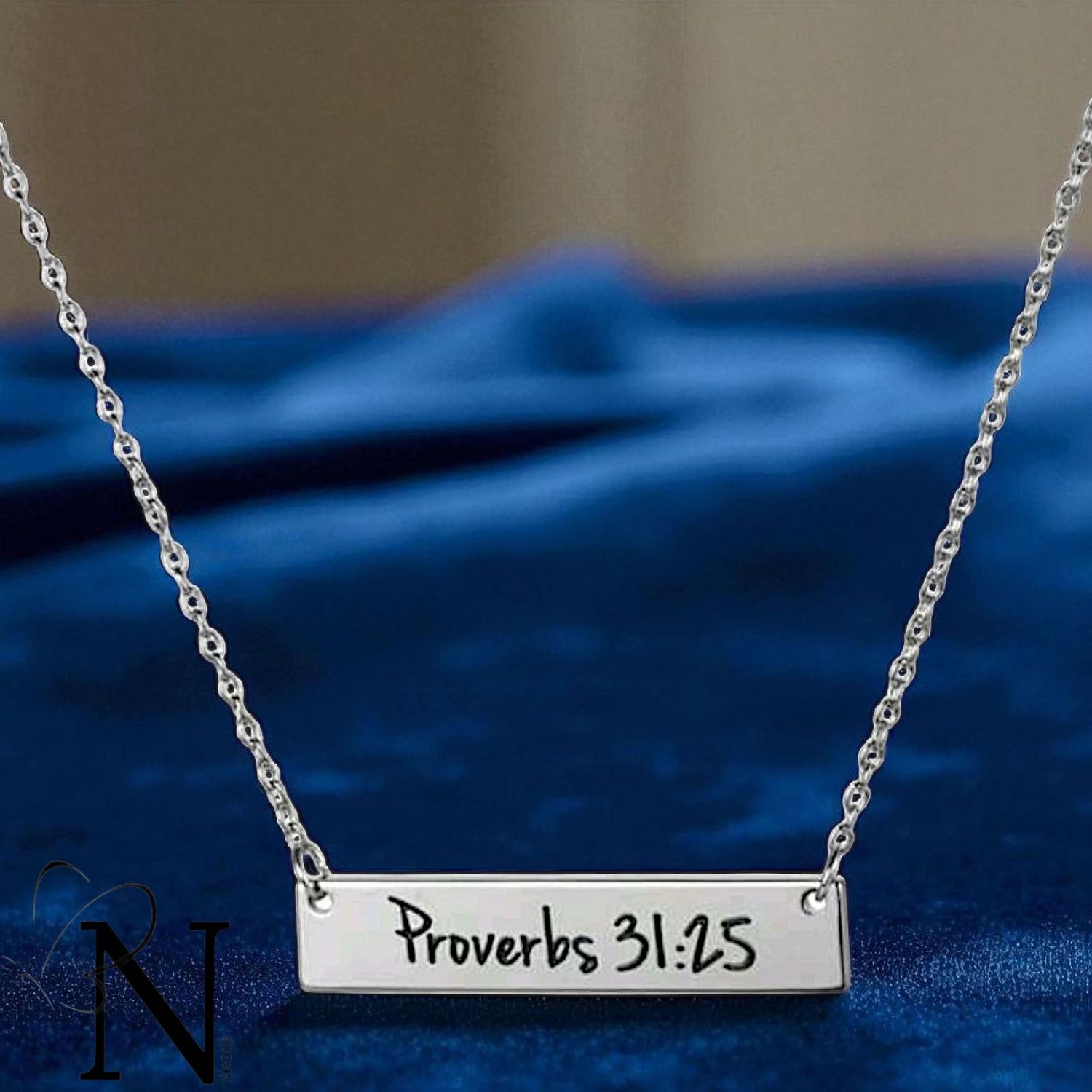 Stainless steel necklace- Bible verse pendant.