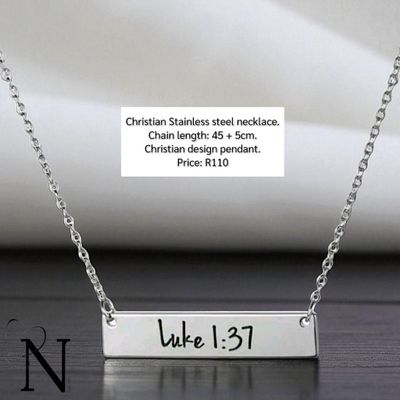 Stainless steel necklace- Bible verse pendant.