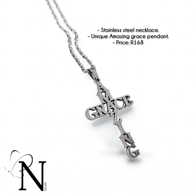 Stainless steel necklace- Amazing grace.