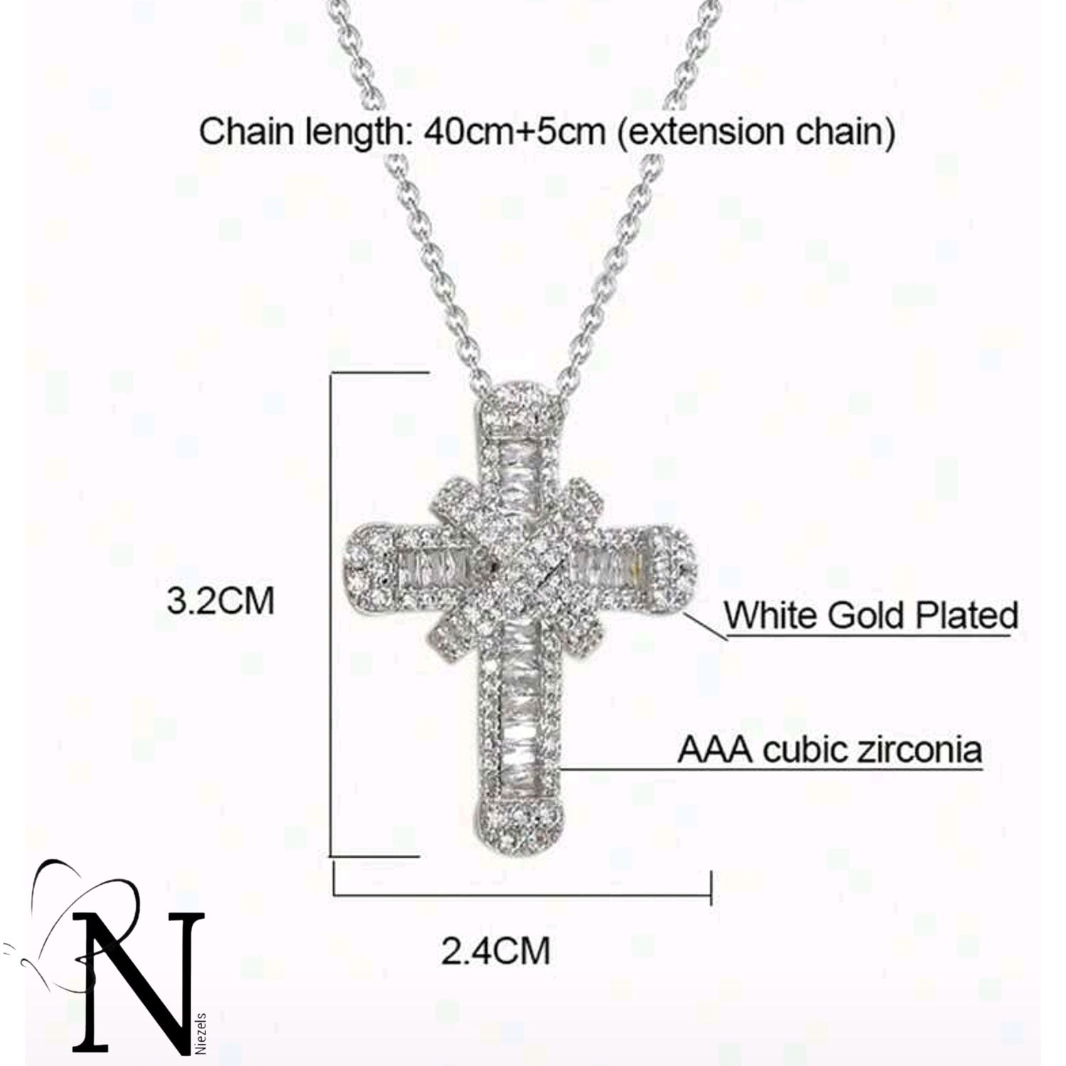 Silver plated necklace - Beautiful cross pendant.