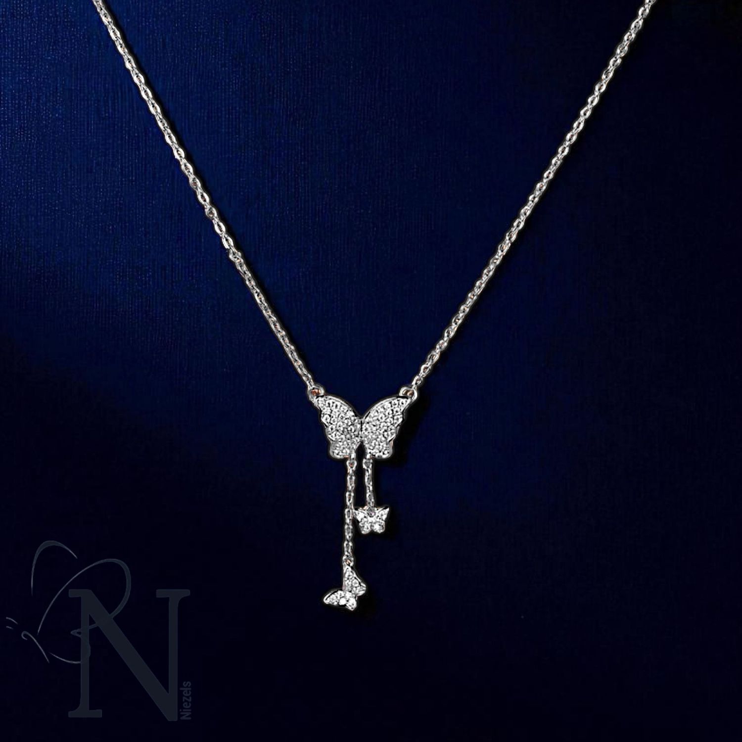 Silver plated necklace - Butterfly design.