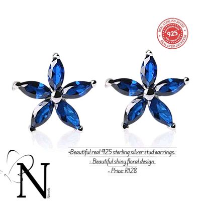 Real 925 sterling silver earrings - Beautiful shiny studs.