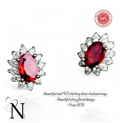 Real 925 sterling silver earrings - Beautiful shiny studs.