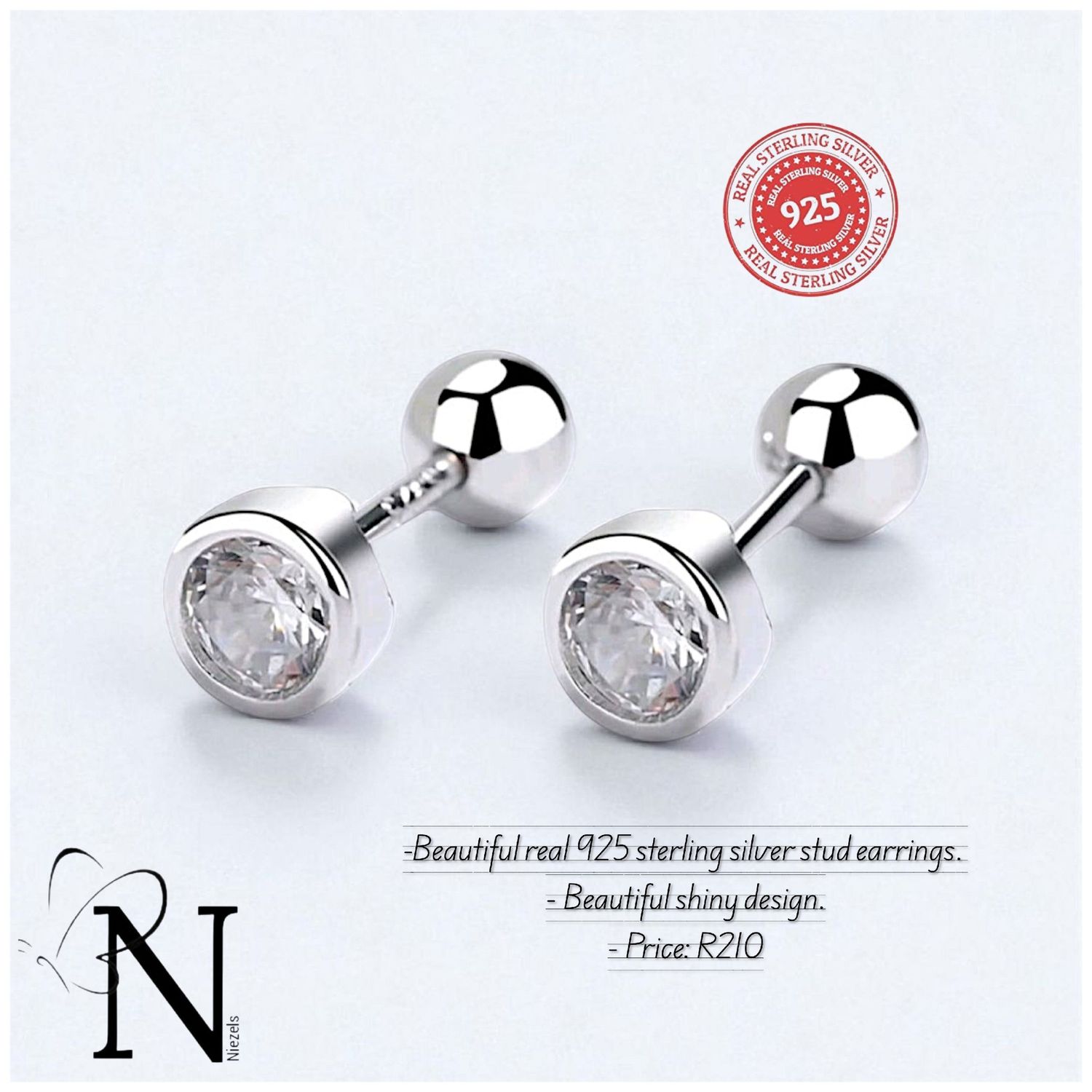 Real 925 sterling silver earrings - studs