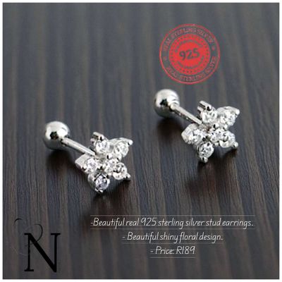 Real 925 sterling silver earrings - Beautiful shiny studs.