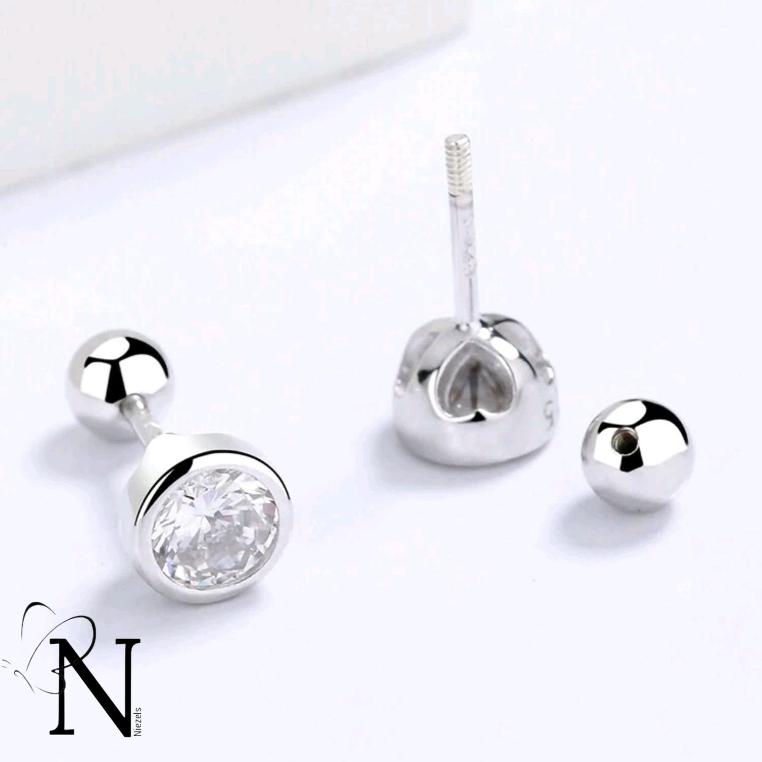 Real 925 sterling silver earrings - studs