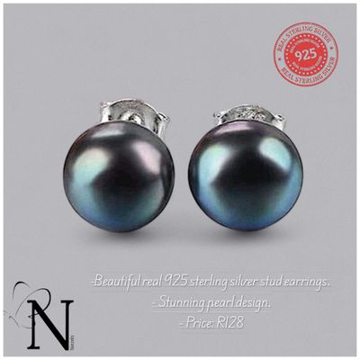 Real 925 sterling silver earrings - Pearl studs