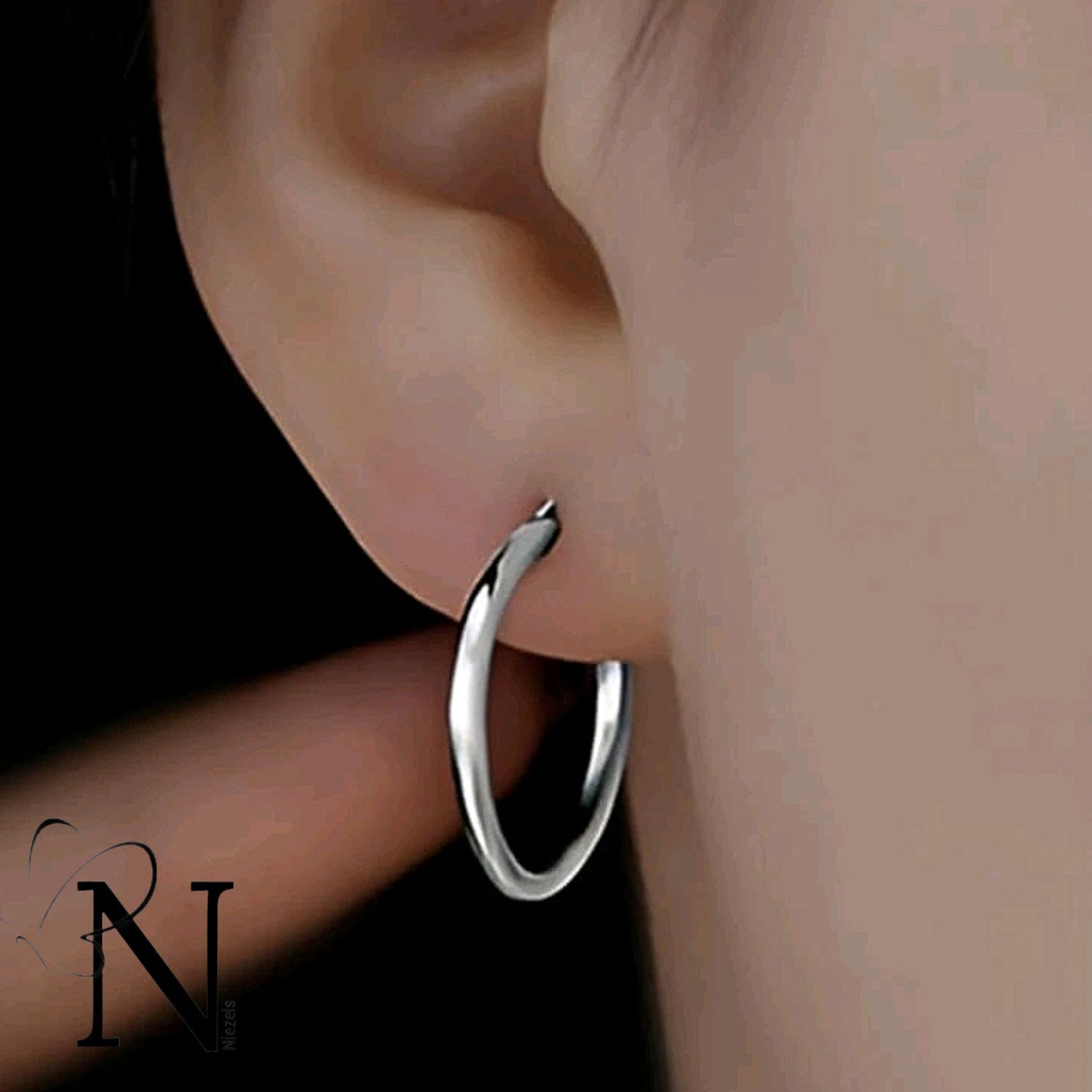 Real 925 sterling silver earrings- Hoops