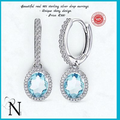 Real 925 sterling silver earrings- Stunning shiny drop design.
