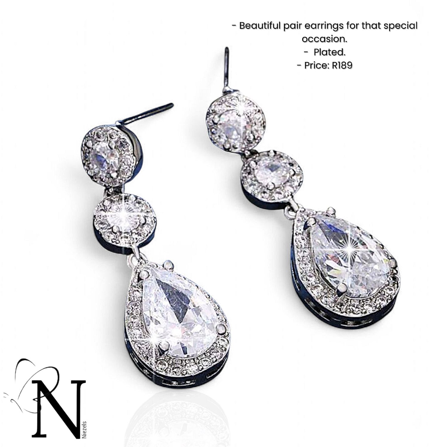 Silver plated earrings - Beautiful shiny drop design.
