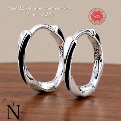 Real 925 Sterling silver earrings- Hoops