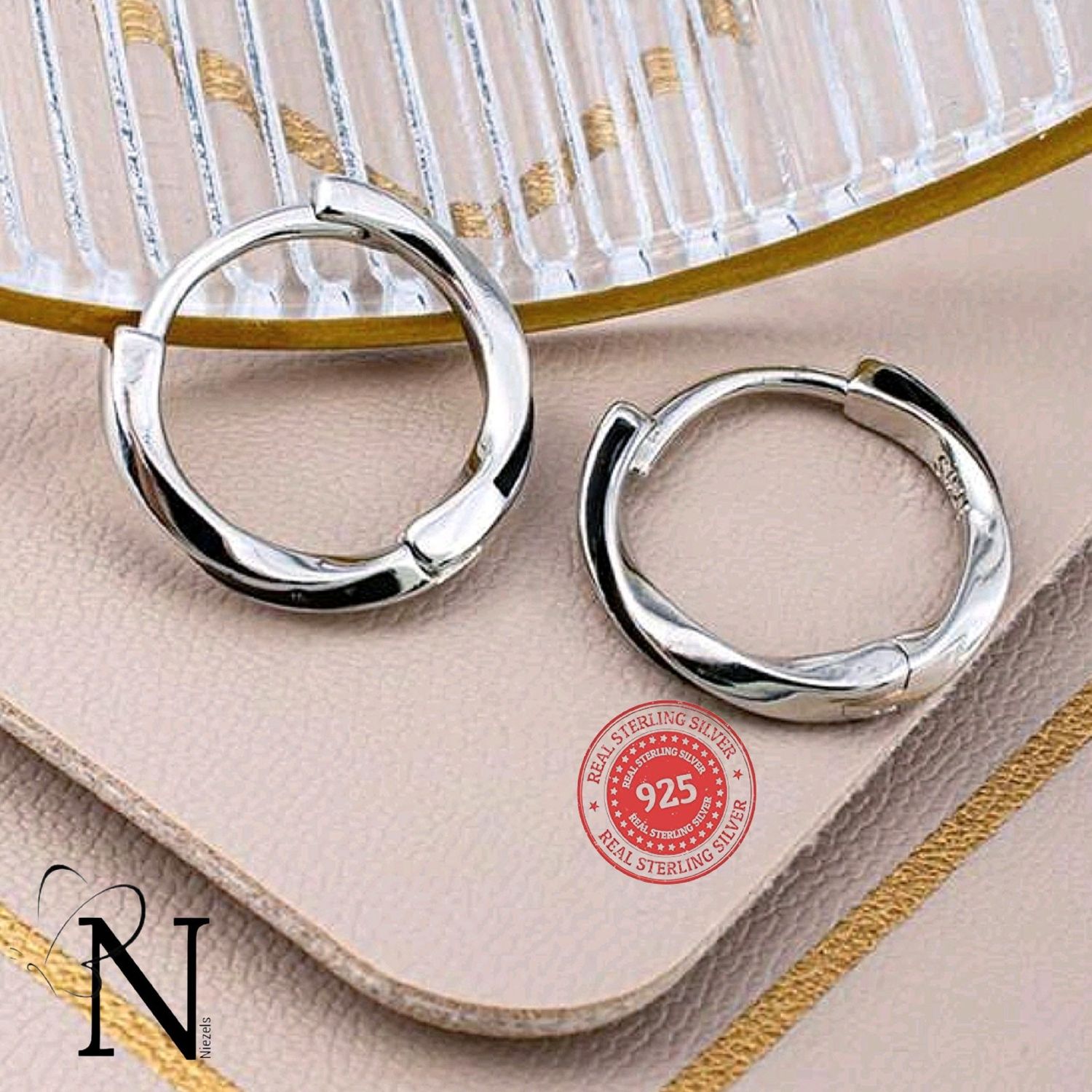 Real 925 Sterling silver earrings- Hoops