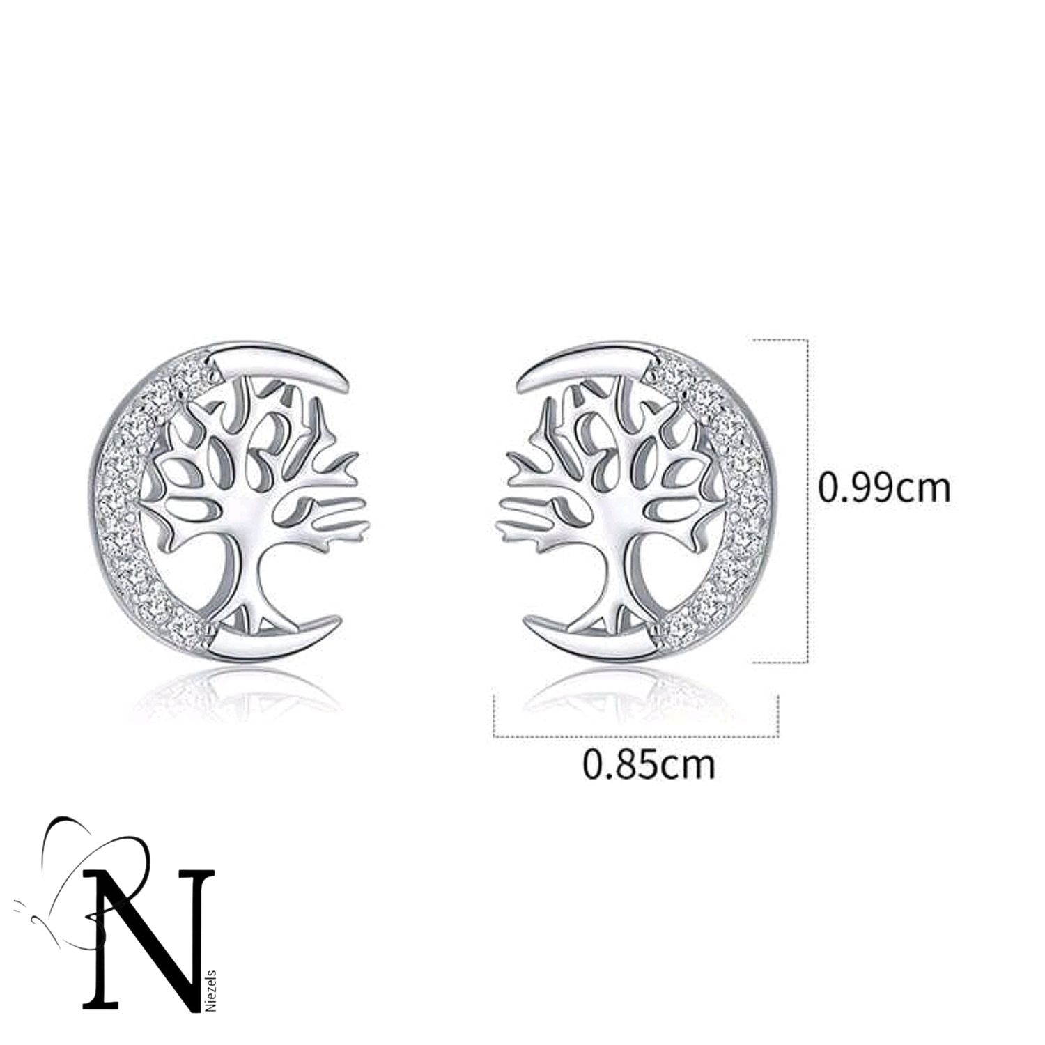 Real 925 sterling silver earrings- tree of life studs.