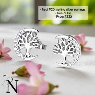 Real 925 sterling silver earrings- tree of life studs.