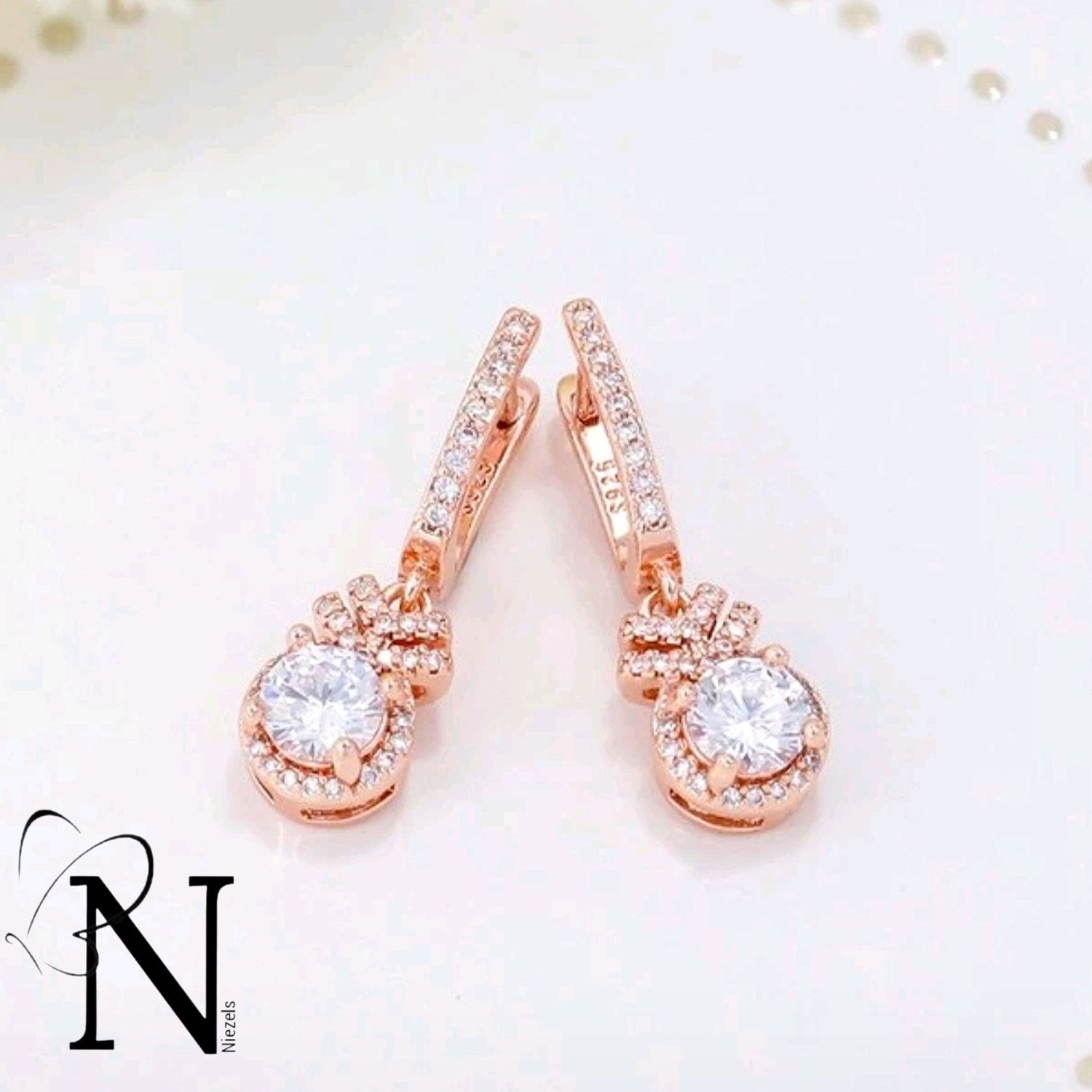 Real 925 sterling silver earrings - Rose gold