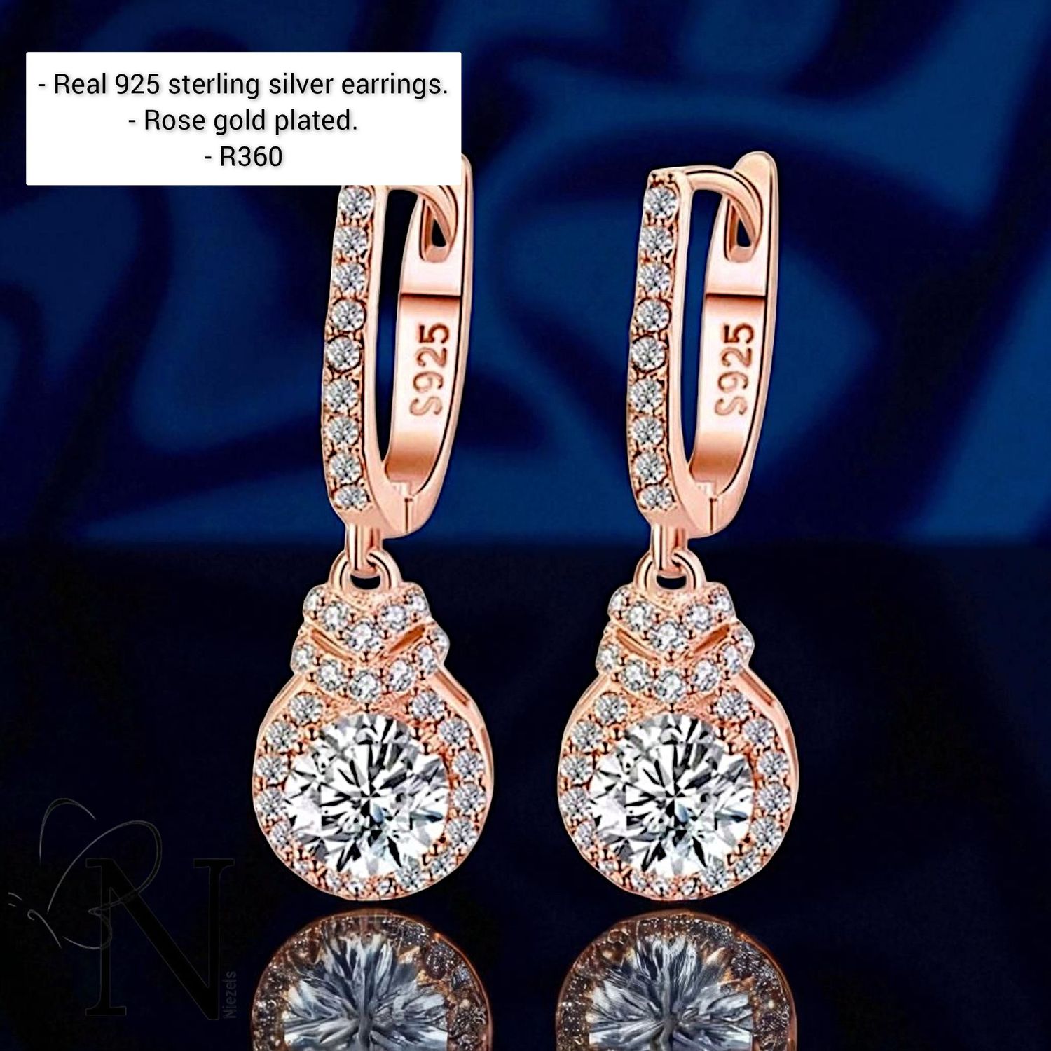Real 925 sterling silver earrings - Rose gold