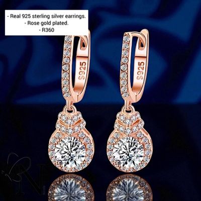 Real 925 sterling silver earrings - Rose gold