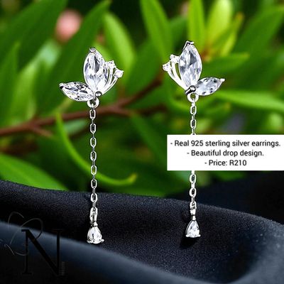 Real 925 sterling silver earrings- Stunning butterfly drop design.