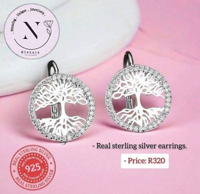 Real 925 sterling silver earrings- Tree of life.