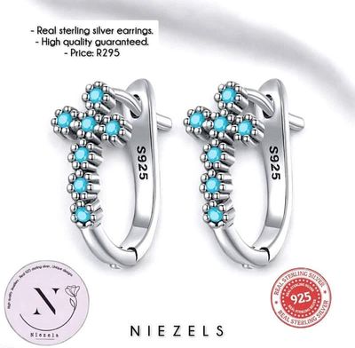 Real 925 sterling silver earrings - Cross design.