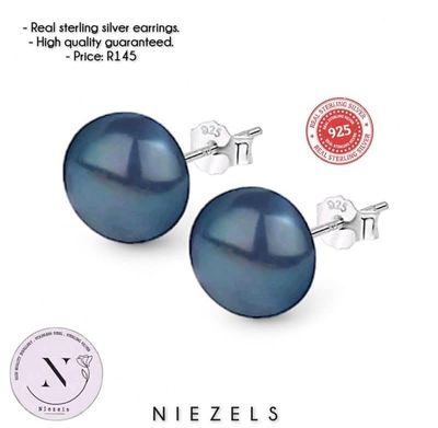 Real 925 sterling silver earrings- Pearl studs.