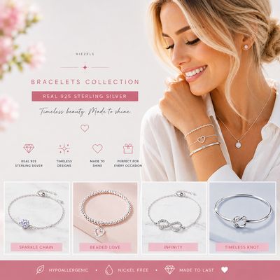 Niezels real 925 sterling silver bracelets Available: