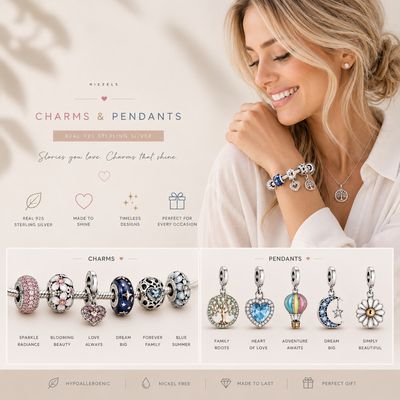 Niezels real 925 sterling silver Charms and pendants available: