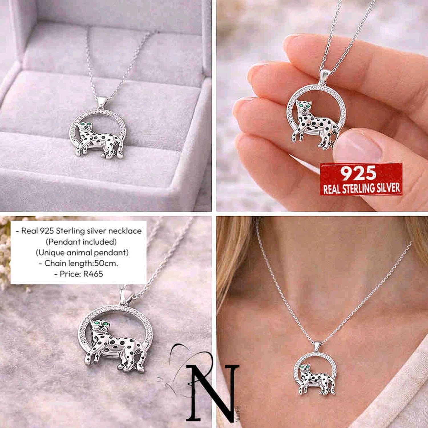 Real 925 sterling silver necklace- Unique Animal design pendant. 