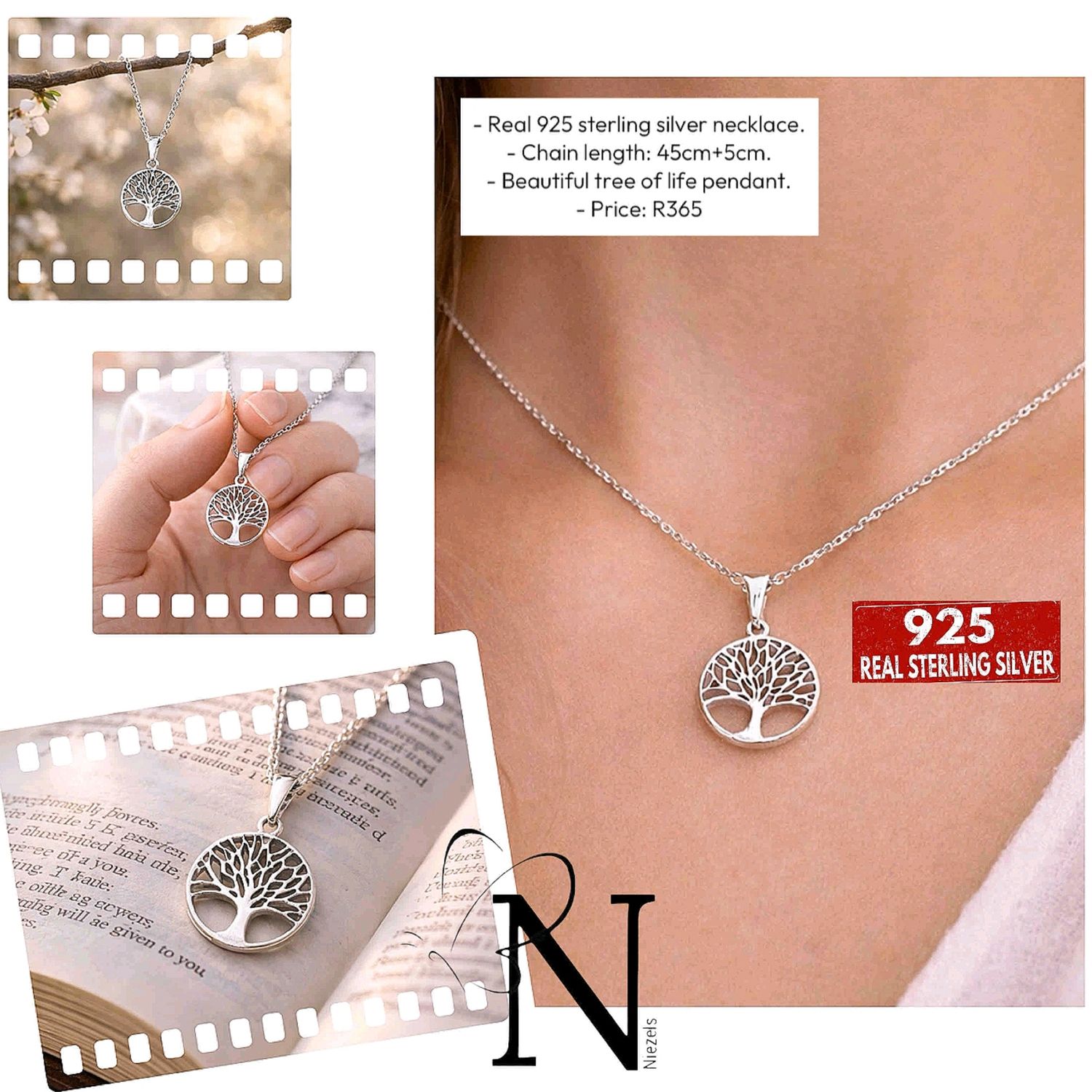 Real 925 Sterling silver necklace- Tree of life