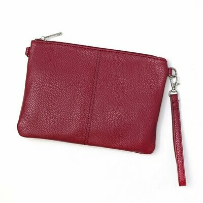 Vegan Leather Convertible Clutch Bag - Crimson