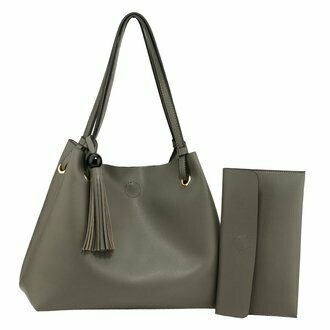 Slouch Bag with Pouch - Grey