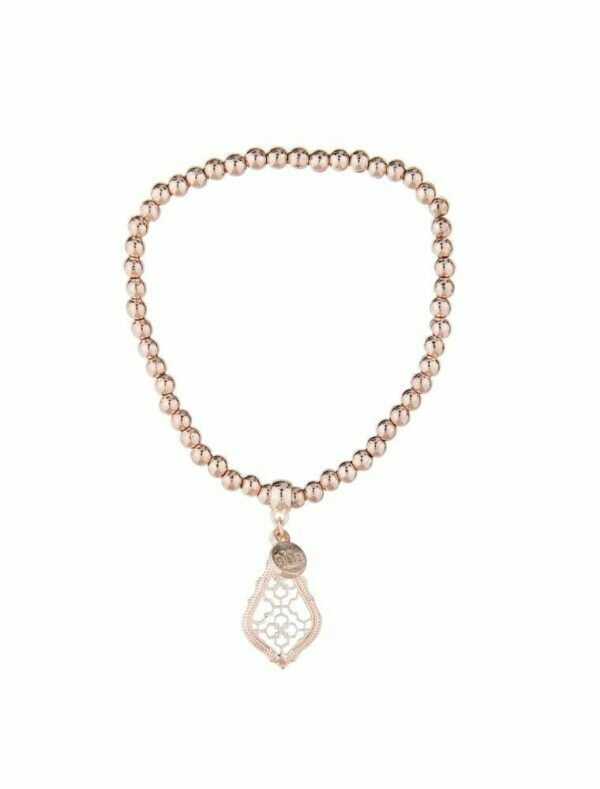 Filigree Dangle Stretch Bracelet Rose Gold