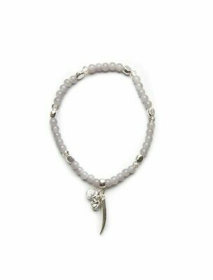 Bead & Horn Bracelet Grey Silver