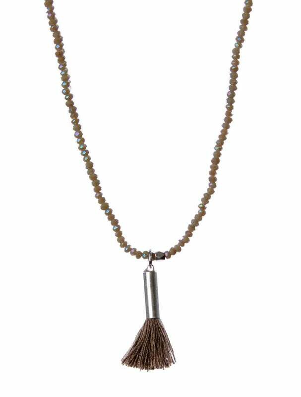 Crystal Stretch Tassel Necklace Mink Crystal Stretch Tassel Necklace Mink