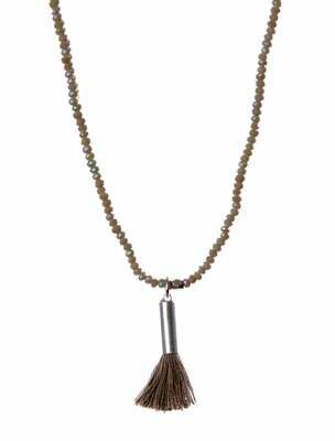 Crystal Stretch Tassel Necklace Mink