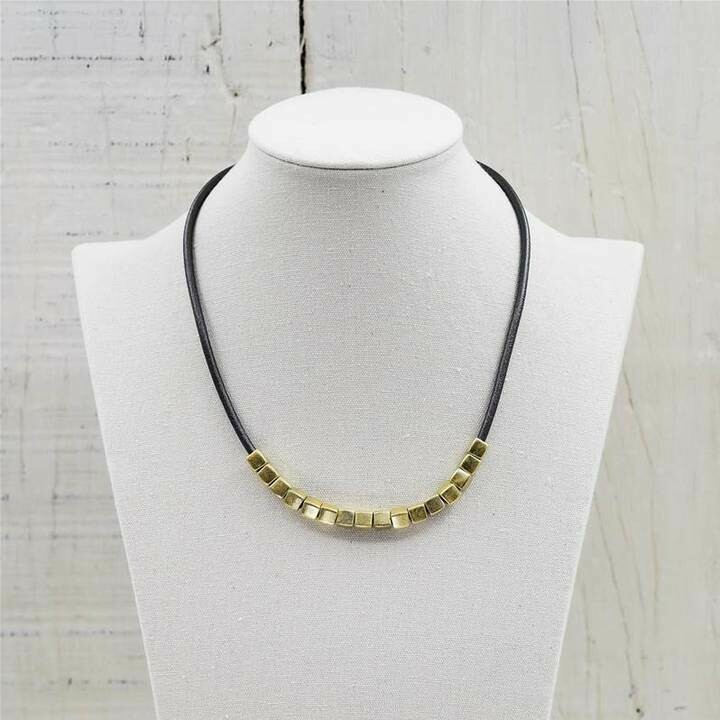 Leather and Square Nugget Necklace
