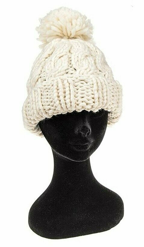 Cable Knit Bobble Hat - Cream