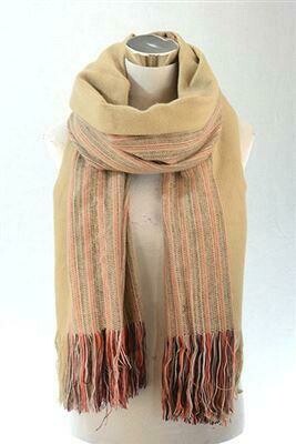 Thread Subtle Stripe Print Knit Scarf - Camel