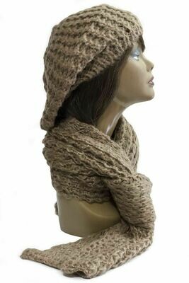 Slouchy Hat and Scarf Set - Beige