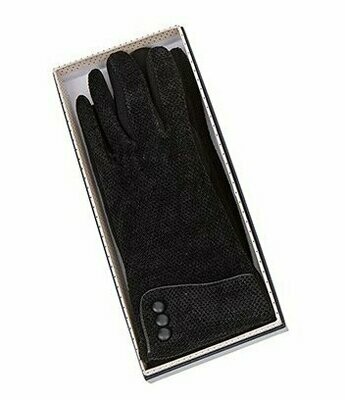 3 Button Chenille Gloves - Black