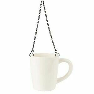 Hanging Ceramic Mug Planter/Vase - White