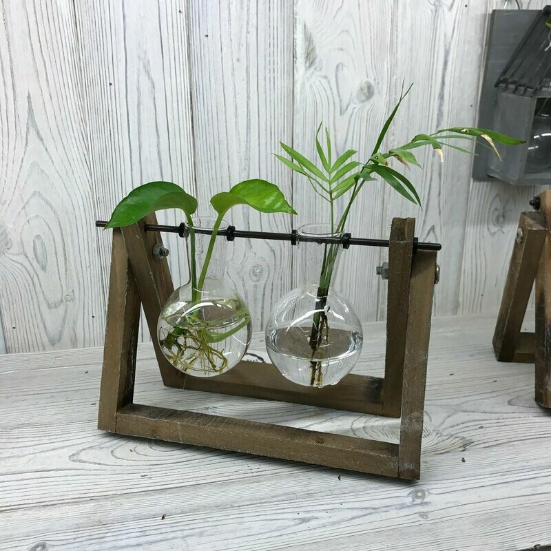 Double Wooden Stand Hydroponic