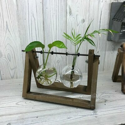 Double Wooden Stand Hydroponic