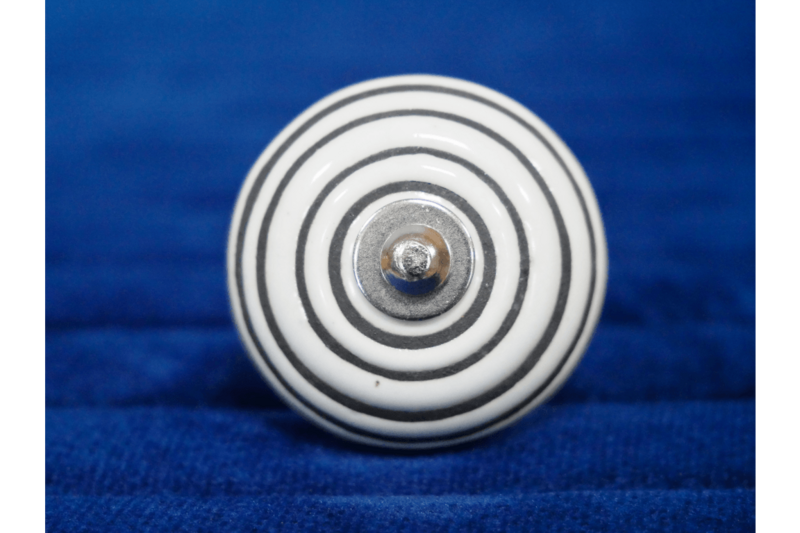 White and Black Striped Cabinet Knob