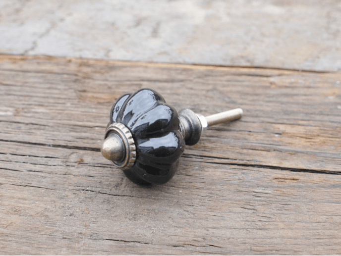Fluted Black Cabinet Knob