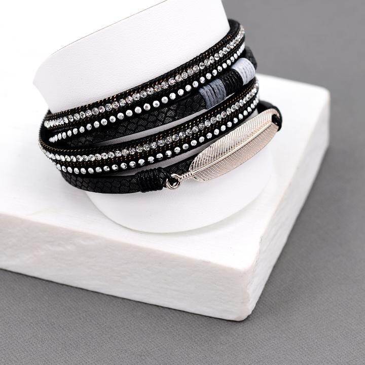 Feather Detail Wrap Bracelet